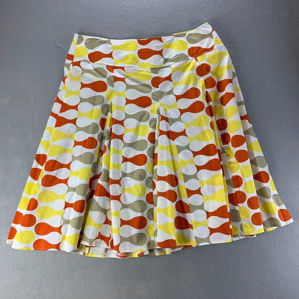 Ashley Stewart Womens Skirt 16W Orange Yellow White Cotton Stretch Side Zip‎